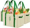 Green Bulldog Reusable Grocery Bags - Heavy Duty Reusable Shopping Tote Bags W/Long Handles, Foldable & Collapsible, Holds Up to 65 lbs - for Kitchen, Picnic 3 Pack by GreenBulldogBags