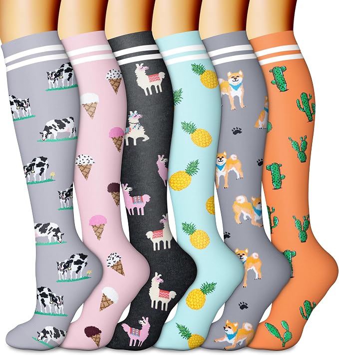 CHARMKING 6 Pairs-Compression Socks for Women & Men Circulation Best Support for Nurses, Running, Athletic,Flight Travel by CHARMKING