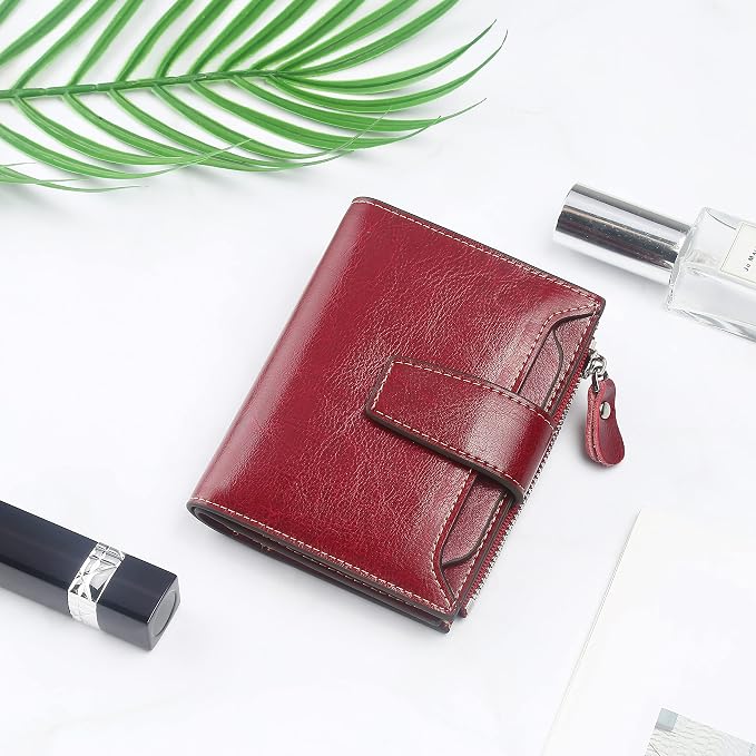 Small Compact Women Wallet RFID Blocking Genuine Leather Bifold Purse with ID Windows - Image 6