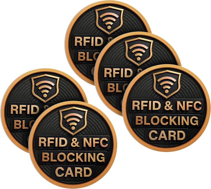 SaiTech IT 5 Pack Round Shape RFID Blocking Card for Credit Card, Black | Slim Anti-Theft Contactless NFC RFID Blocker Protector, Easily Fit into Wallet and Purse, for Men & Women by SaiTechIT