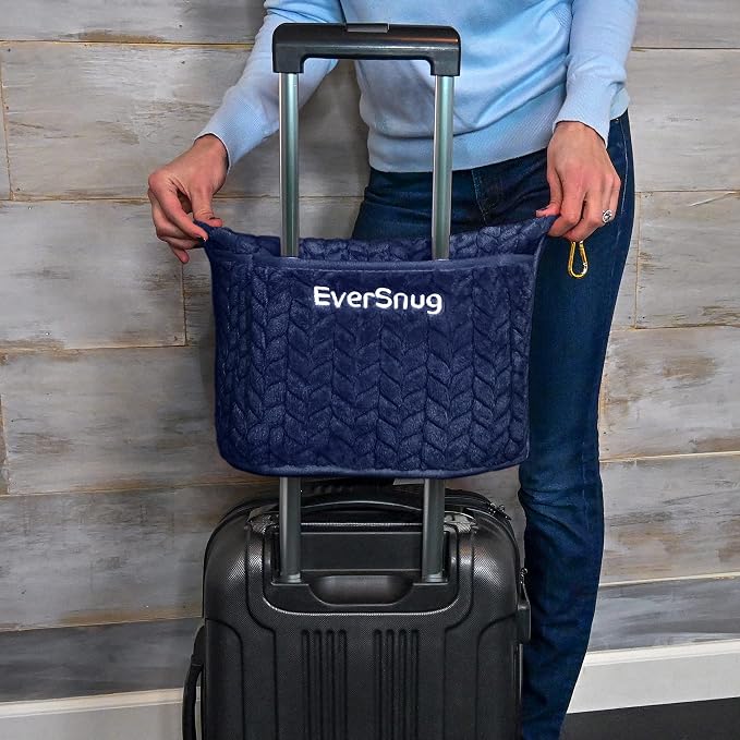 EverSnug Travel Blanket & Pillow 68x42 - Premium Ultra-Soft Microfleece 2 in 1 Compact & Packable Flight Blanket with Soft Bag Pillowcase, Hand Luggage Sleeve and Backpack Clip (Navy Blue) - Image 7