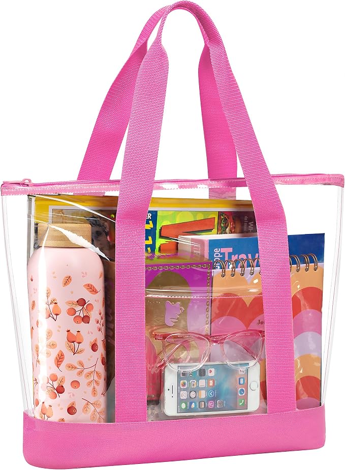 Handy Laundry Clear Tote Bag - Zipper Closure, Long Shoulder Strap, Fabric Trimming. by Handy+Laundry