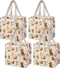 VENO 4 Pack Large Grocery Bag Reusable Shopping Bags with Hard Bottom | Utility Tote with Reinforced Handles, Heavy Duty, Foldable, Stand Upright, for Groceries Shopping Cart(Holiday Pups, 4 Pack) by Veno