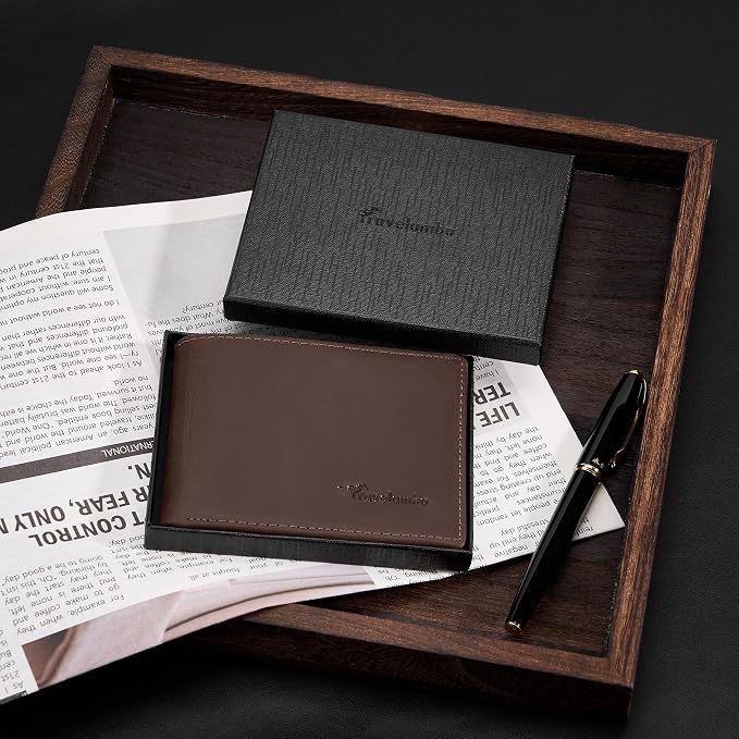 Travelambo Genuine Leather Wallet for Men with Gift Box - Handmade Bifold Stylish - Mens Wallets Rfid Blocking with 2 ID Windows - Image 4