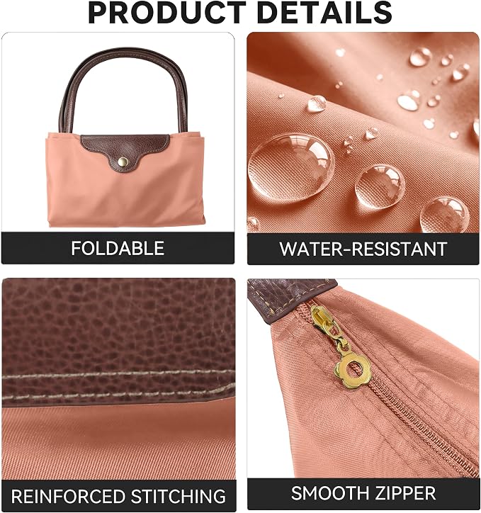 Nylon Tote Bag for Women, Lightweight Foldable Shoulder Tote with Zipper, Large Work Travel Bag for Everyday Use - Image 5