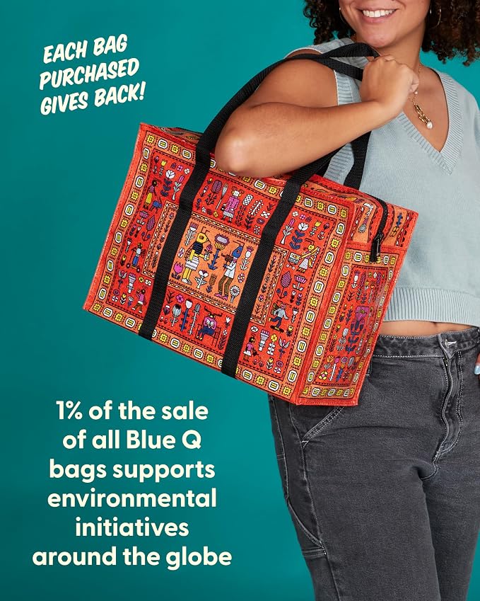 Blue Q Reusable Shoulder Tote Bag – Carry Everywhere Bag with a Hefty Zipper, Durable, Fun Design, 95% Recycled Material - Image 6