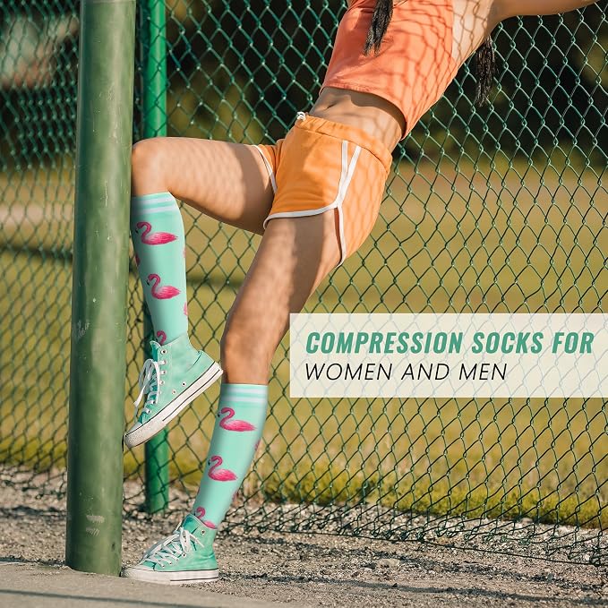 fenglaoda Compression Socks Women Men 4 Pairs, Knee High Support Socks for Running, Sports, Travel, Flight, Nurse - Image 7