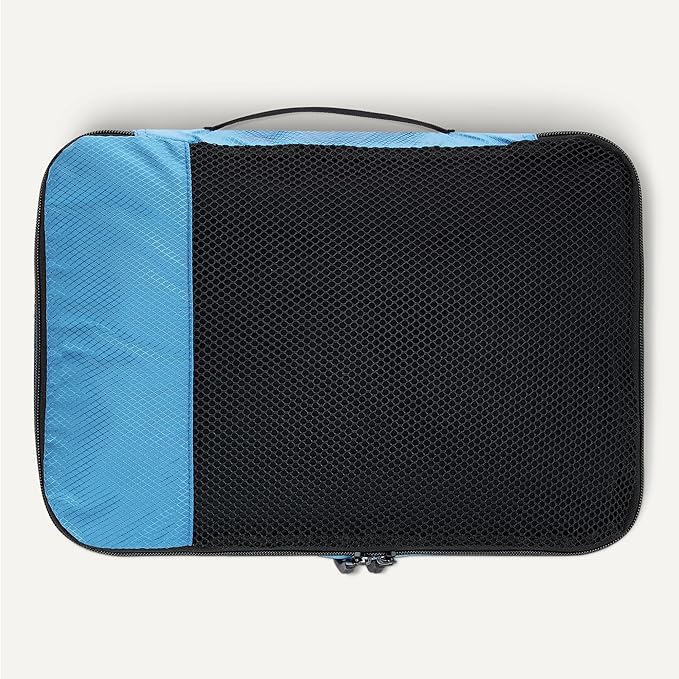 Amazon Essentials 4-Piece Packing Cubes Travel Accessories Set, Luggage Organizer with Double Zipper, Mesh Top, Space-Saving, Medium, Sky Blue (Previously Amazon Basics) - Image 5