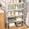 Cabinet Shelves, 4 Pack Stackable Shelves for Pantry Storage | Expandable & Height Adjustable Cabinet Organizer Shelf | Metal Shelf Organizer | White Spice Rack for Pantry Storage by HOFUSUSER