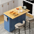 Shintenchi Kitchen Island with Folding Drop Leaf, Rolling Island Table with Storage, Kitchen Cabinet on Wheels with Seating Area for Kitchen, Bar Cart with Cabinet, Blue by Shintenchi%7CFurnitureMadeforRealLife