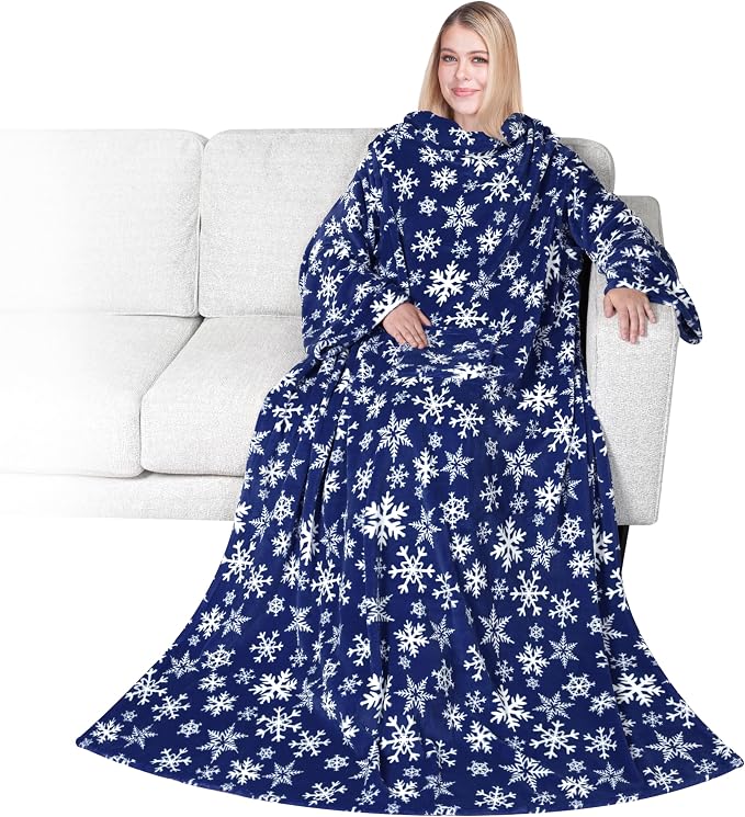 PAVILIA Wearable Blanket with Sleeves for Adult Women Men, Cozy Fleece Warm Wrap Throw with Arms, Gifts for Christmas, Wife by PAVILIA