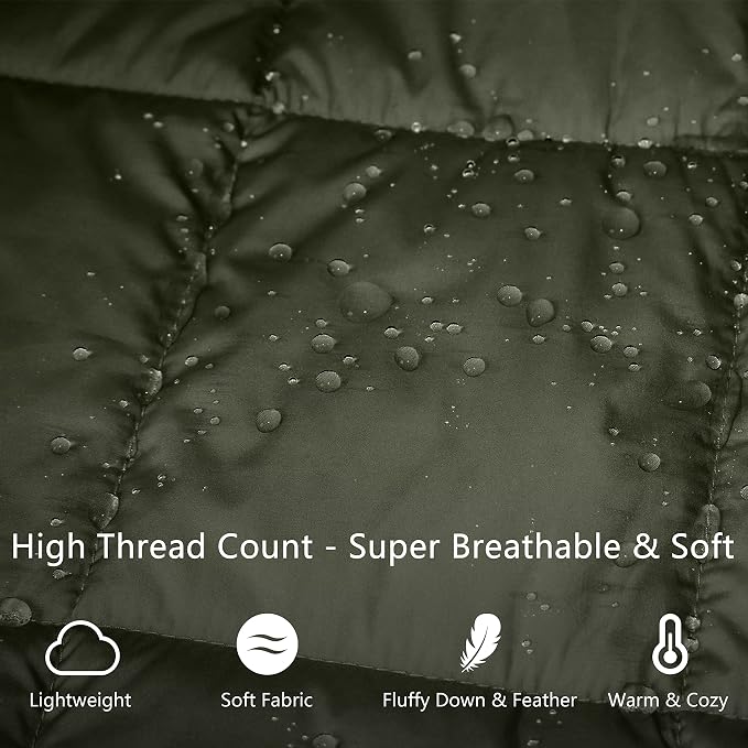 Mini Camping Blanket,Lightweight Puffy Blanket Packable Down Alternative Throw Blanket Waterproof Windproof for Outdoors, Travel, Beach, Airplane, Hiking - Image 2