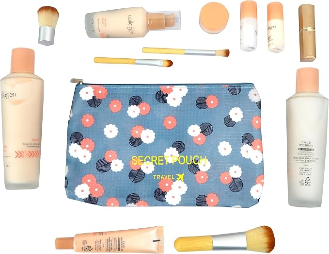 Vercord 7 Set Travel Packing Organizers Cubes Luggage Suitcase Organizer Bags Clothes Underwear Cube Shoe Pouch Pack Blue Flower - Image 6