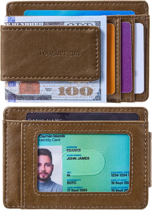 Toughergun Slim Wallet for Men RFID Blocking Money Clip, Minimalist Front Pocket Credit Card Holder, Magnetic Thin Mens Wallets with ID Window - Image 2