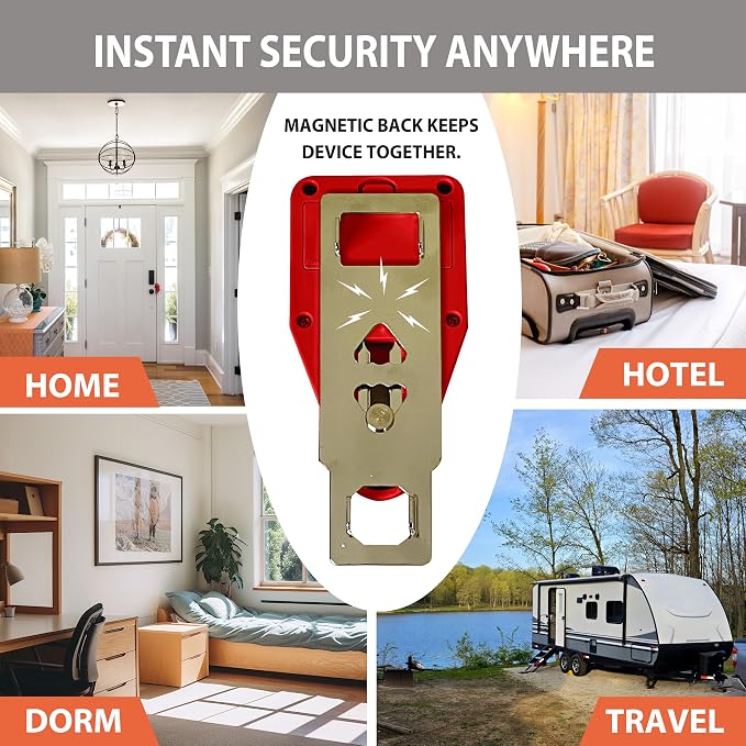 Goldy Lock Portable Alarm and Hotel Door Lock for Home & Travel Security. Door Safety Lock from the Inside of Home, Apartments, Hotel Rooms, College Dorms, and Rentals. | Safety, Portable Privacy Protection & Reinforcement Device for Traveling, Hotels,... - Image 4