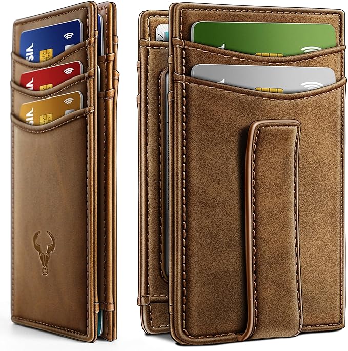 BULLIANT Magnetic Slim Leather Pocket Wallet Money Clip For Men 12Cards | RFID Blocking | Easy Access | Gift Boxed by BULLIANT