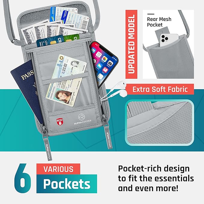 Neck Wallet, Travel Pouch For Passport Holder And Documents, Travel Neck Wallet For Traveling Women. - Image 5