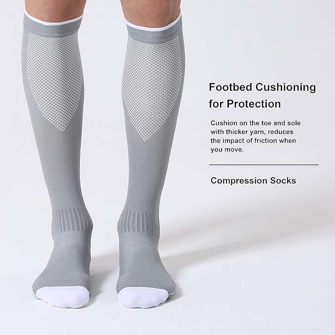 CS CELERSPORT 3/4 Pairs Compression Socks for Men Women Size 6-12 | Knee High Support Socks for Running Nurses Pregnancy Travel Daily Wear - Image 4