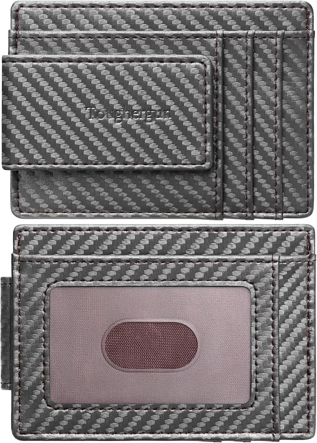 Toughergun Slim Wallet for Men RFID Blocking Money Clip, Minimalist Front Pocket Credit Card Holder, Magnetic Thin Mens Wallets with ID Window by Toughergun