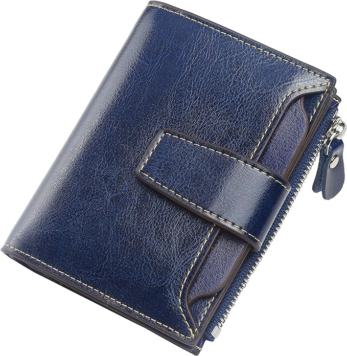 Small Compact Women Wallet RFID Blocking Genuine Leather Bifold Purse with ID Windows by Lavemi