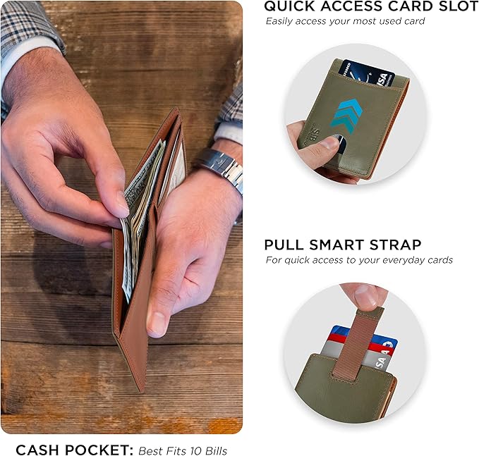 SERMAN BRANDS RFID Blocking Slim Bifold Genuine Leather Thin Minimalist Front Pocket Wallets for Men Billfold Wallet Men Gift - Image 4
