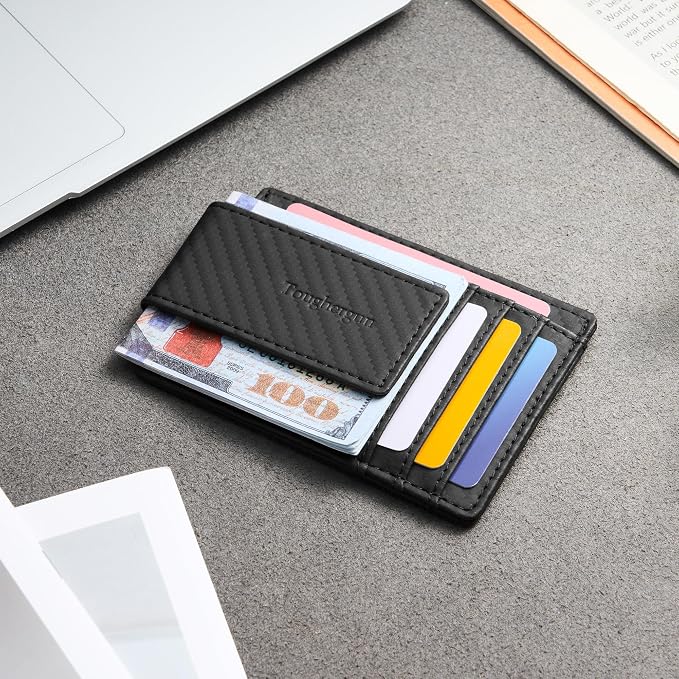 Toughergun Slim Wallet for Men RFID Blocking Money Clip, Minimalist Front Pocket Credit Card Holder, Magnetic Thin Mens Wallets with ID Window - Image 3