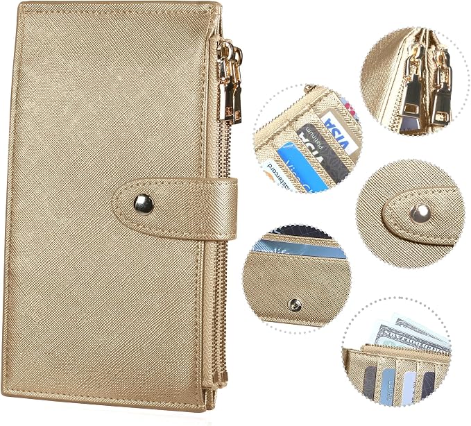 Travelambo RFID Wallet Women Large Size Bifold Multi Card Wallet Case with Zipper Pocke Credit Card Holder for Women - Image 4