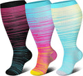Genovega 3 Packs Wide Calf Compression Socks for Women Men Knee Hight S/M-4XL for Gifts by genovega