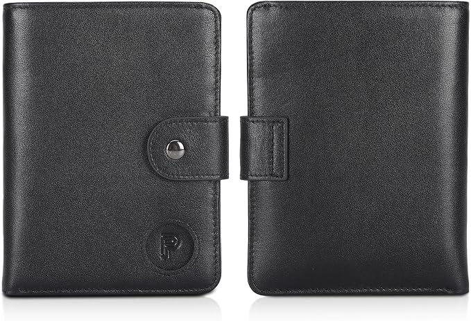 Polare Luxury RFID Blocking Leather Passport Holder Travel Wallet For Men and Women (Black with AirTag Slot(Snap Version)) - Image 9
