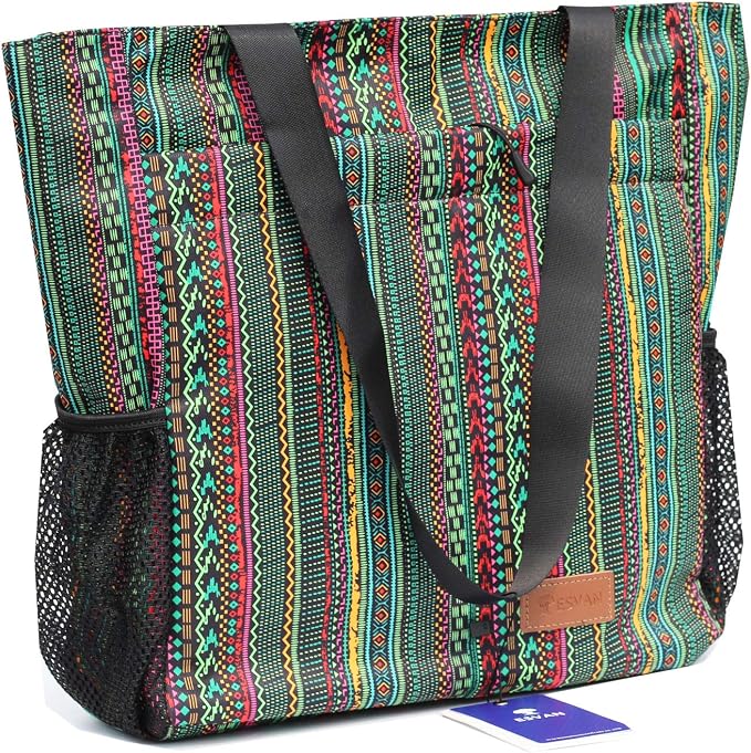 ESVAN Original Floral Tote Bag Large Shoulder Bag with Multi Pockets for Gym Travel Beach Daily Bags - Image 5