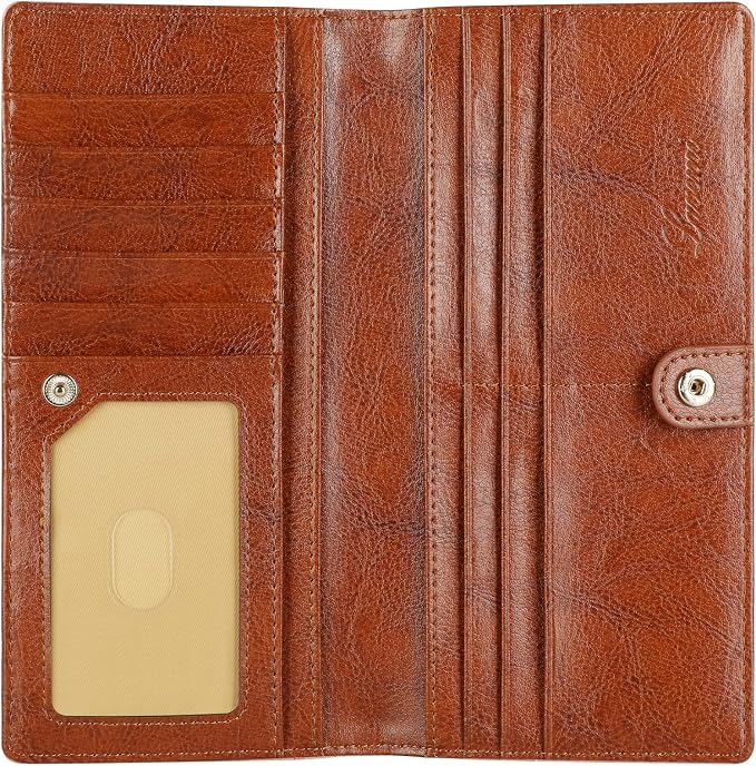 Ultra Slim Thin Leather Women Wallet RFID Blocking Credit Card Holder Bifold Long Ladies Billfold - Image 3