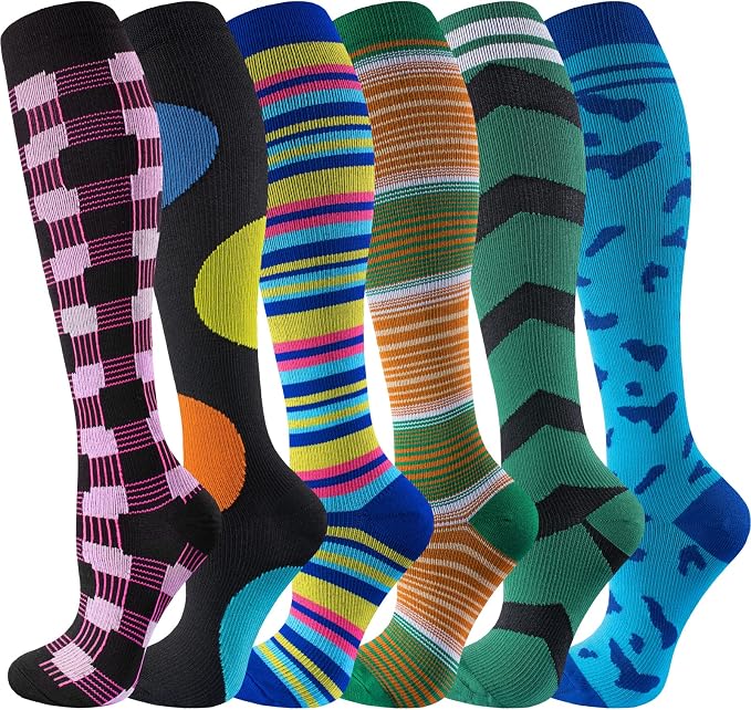 cerpite Compression Socks for Women & Men 6 Pairs Knee High Compression Socks 20-30 mmhg Best for Running,Nurse,Travel by Cerpitesportsstyles