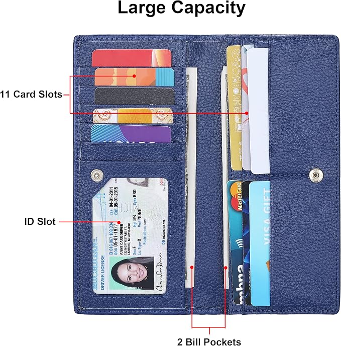 Ultra Slim Thin Leather Women Wallet RFID Blocking Credit Card Holder Bifold Long Ladies Billfold - Image 3