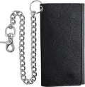 F&L CLASSIC RFID Blocking Mens Tri-fold Long Style Cowhide Leather Steel Chain Wallet,Black by FLCLASSIC
