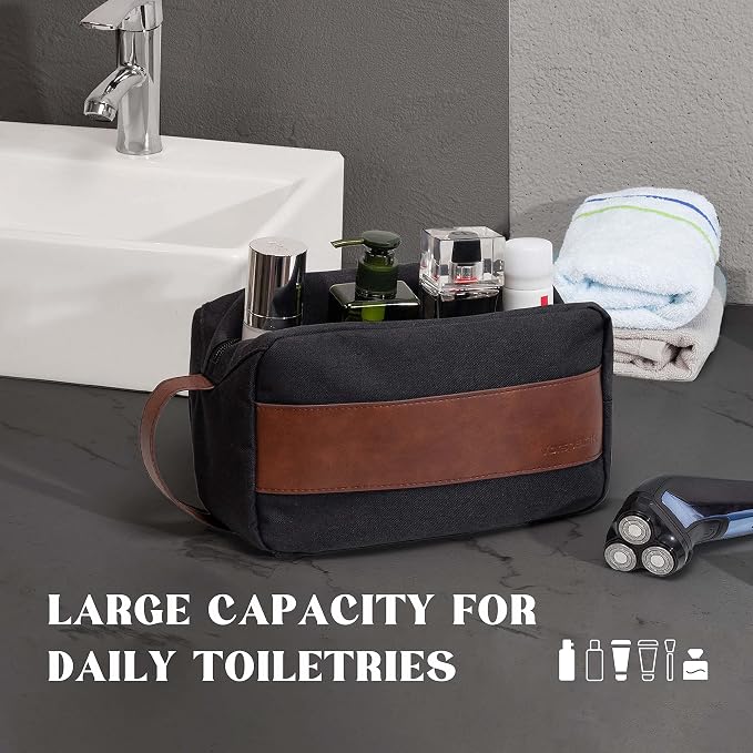 Vorspack Water Resistant Travel Toiletry Bag for Men Women - Black | Travel Bag for Toiletries, Large Capacity, Organized Compartment, Suitable for Shaving Grooming Accessories, Gifts for Men - Image 4