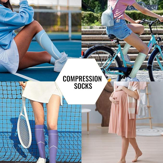 hello momoya Compression Socks for Women Men Circulation Knee High 8 Pairs for Nurses, Running, Travel, Athletic - Image 6