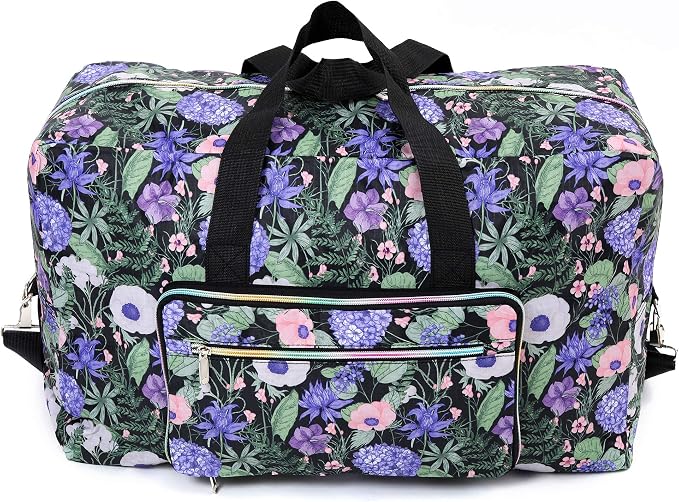 22" Foldable Large Travel Duffel Duffle Bag Sports Gym Tote Bag For Women Overnight Carryon Weekend Bag Shoulder Bag Water Resistant - Image 2