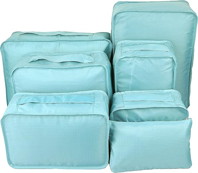 Vercord 7 Set Travel Packing Organizers Cubes Luggage Suitcase Organizer Bags Clothes Underwear Cube Shoe Pouch Pack Blue - Image 2