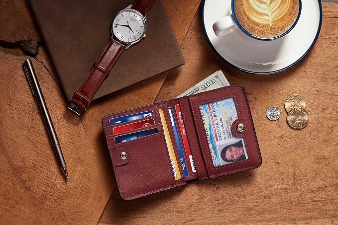 Gostwo Small Wallet for Women, Slim Bifold Credit Card Holder, Compact RFID Blocking Cash Wallet, Billfolds Thin Leather Zipper Pocket, Mini Wallet Gift for Ladies Teen Girls Travel with ID Window - Image 6