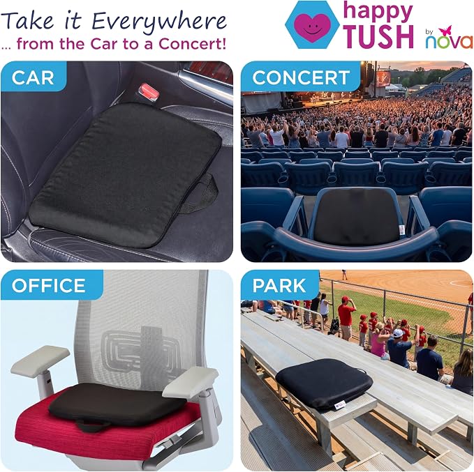 NOVA Happy Tush Gel Cell Seat Cushion, Double-Layer Pressure-Relief Gel, Foldable & Portable, Water-Resistant, Washable Non-Slip Cover, Home, Office & Travel - Image 3