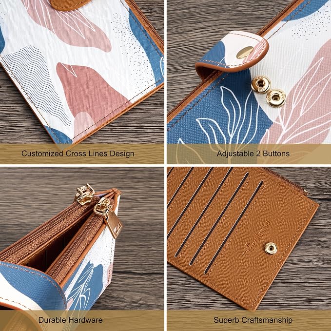 Travelambo RFID Wallet Women Large Size Bifold Multi Card Wallet Case with Zipper Pocke Credit Card Holder for Women - Image 6