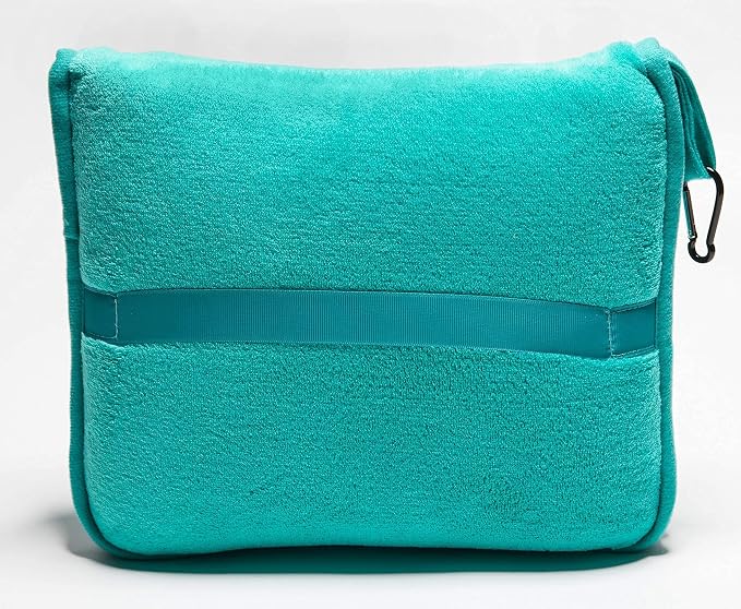BlueHills Premium Soft Travel Blanket Pillow Warm Comfort Throw, Teal Green | 2 in 1 Travel Blanket Pillow, Soft Bag Pillowcase, Hand Luggage Belt & Backpack Clip, Flight Essentials, Gift for Traveler - Image 9