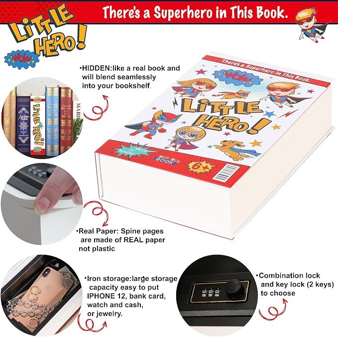 Book of Why Book Safe with Real Pages, Student Secret Compartment Items Storage Box with 3-Digit Combination Lock, Decorative Hidden Stash Box, Family Allowance Coin Bank, 9.3"x6.0"x2.3" - Image 4
