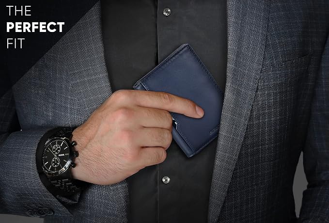 SERMAN BRANDS - Wallets for Men Slim Mens leather RFID Blocking Minimalist Card Front Pocket Bifold Travel Thin - Image 2