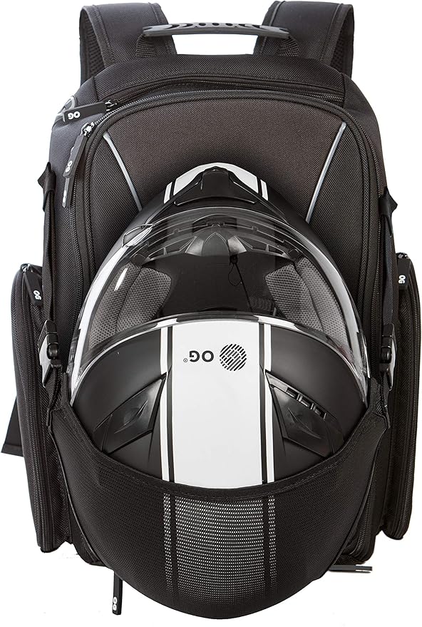 GO Waterproof Motorcycle Backpack Compact 20L for 2 Helmets 2 Carry Options | Lightweight design with laptop compartment, helmet strap and reflective details for cycling and motorcycle rides. by OGOriginal
