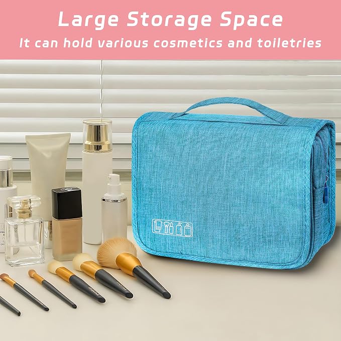 Toiletry Bag Travel Bag with Hanging Hook for Women Men,Sky Blue | Waterproof Small Capacity Hanging Multifunctional Makeup Bag for Toiletries, Portable Cosmetic Bag Travel Organizer - Image 6