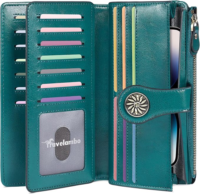 Travelambo Women's Wallet RFID Blocking Trifold Clutch Large Capacity Credit Card Holder Travel Purse - Image 9