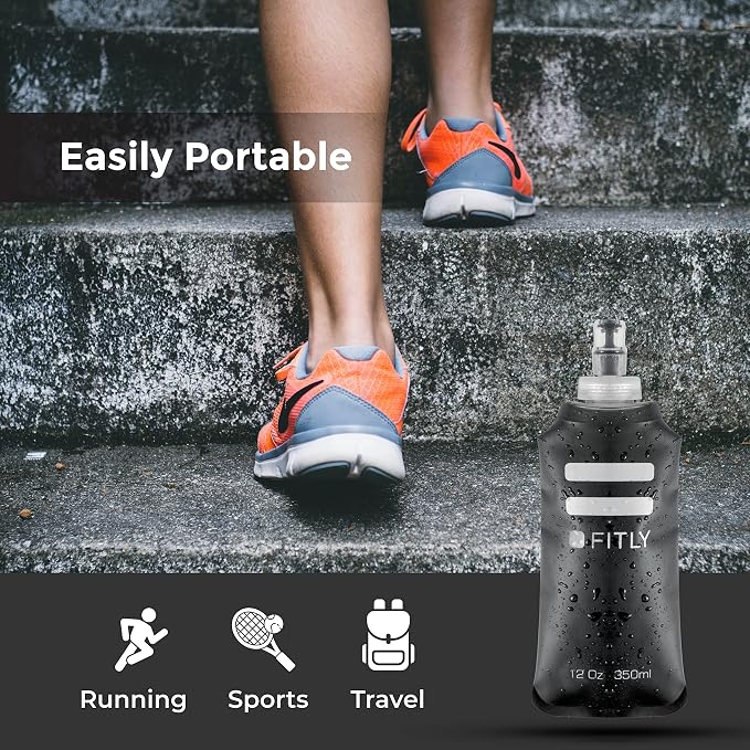 FITLY Soft Flask - Shrink As You Drink Soft Water Bottle for Hydration Pack - Folding Water Bottle Ideal for Running, Hiking, Cycling, Climbing & Rigorous Activity - Image 2