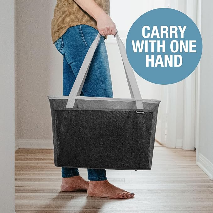 CleverMade EcoBasket Collapsible Grocery Tote, 30L Structured Tote Bag | Load Groceries Without the Bag Collapsing | The Structured Frame Stays Open, Then Folds to 1 Inch for Compact Trunk Storage - Image 6