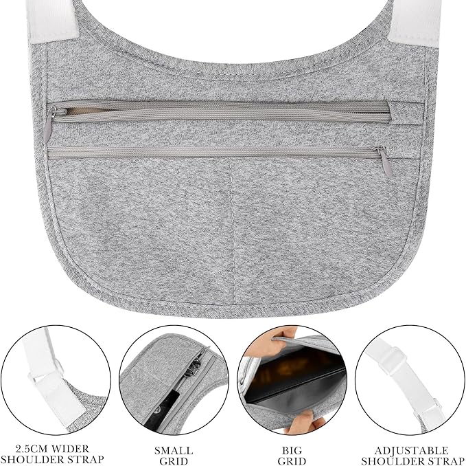 Travel Money Belt Cashsafe Anti Theft Travel Wallet, Fanny Packs for Passport Holder Hidden Under Clothes, Running Bag to Carry Phone Keys (Grey) - Image 3